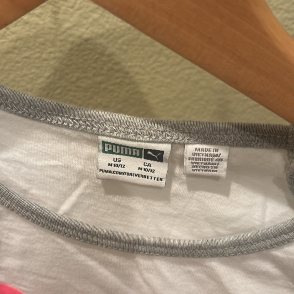Puma Kids Long Sleeve Tee White and Gray Athletic Design - Picture 5 of 9